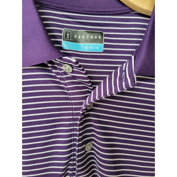 PGA TOUR Men’s XL Purple Striped Golf Polo Shirt | Classic Fit Performance - Picture 7 of 9